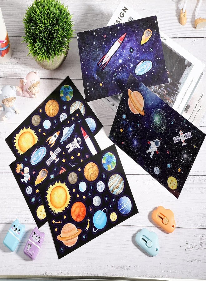 Tenare 24 Sheets Space Stickers for Kids Solar System Astronaut Mix and Match Outer DIY Outer Wall Make Your Own Sticker for Kids Educational Learning Birthday - Image 4