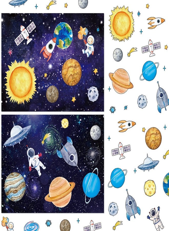 Tenare 24 Sheets Space Stickers for Kids Solar System Astronaut Mix and Match Outer DIY Outer Wall Make Your Own Sticker for Kids Educational Learning Birthday - Image 1