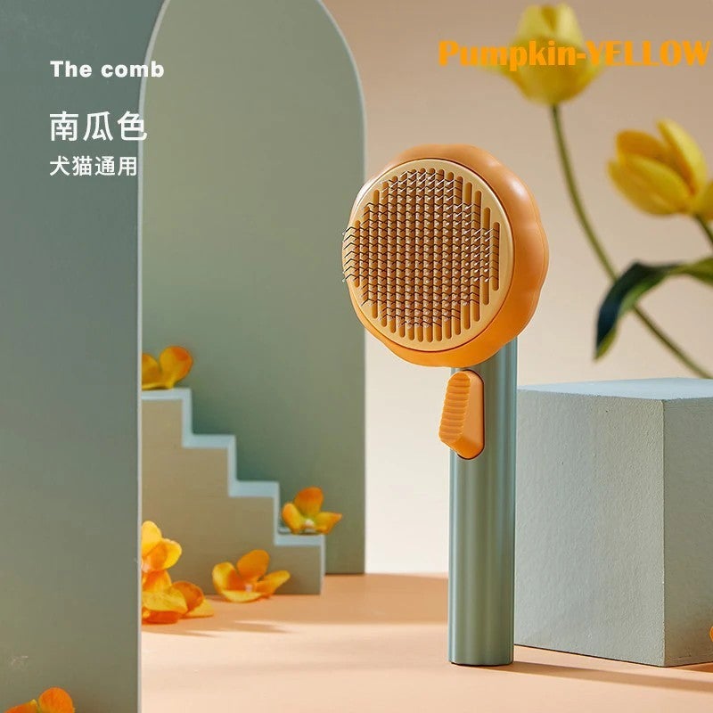 Y&D Cat & Dog Pumpkin Brush - Self Cleaning Slicker Brush for Shedding, Grooming, Massage - Cute Donut Design - Pet Hair Removal Comb for Short & Long Hair - Image 1