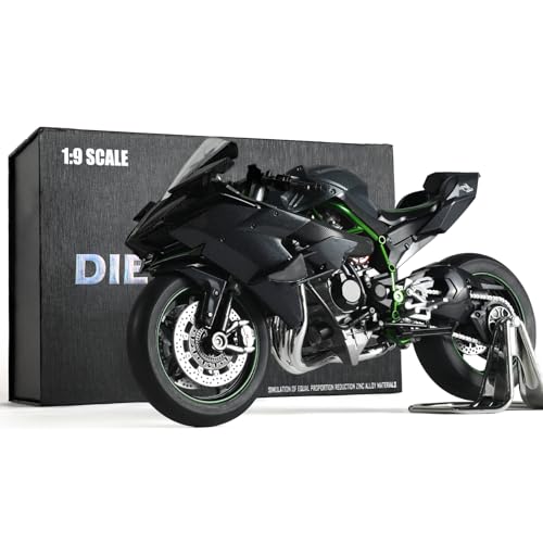 Risopen 19 Motorcycle Model for Kawasaki Ninja H2R Metal Diecast Motorcycle Model No Assembly Required Mini Finished Moto Classic Collection Gift for AdultBlack - Image 1