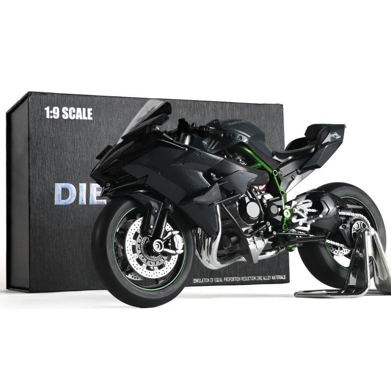 Risopen 19 Motorcycle Model for Kawasaki Ninja H2R Metal Diecast Motorcycle Model No Assembly Required Mini Finished Moto Classic Collection Gift for AdultBlack - Image 2