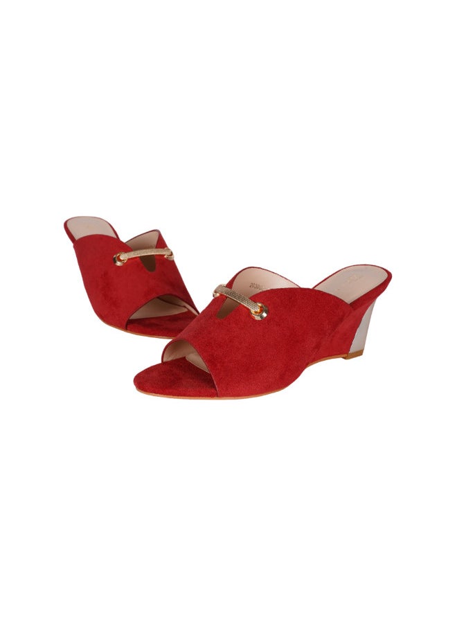 ZAYNA - 221-62 حذاء Zayna للسيدات بكعب إسفيني سهل الارتداء 2G3008-1 باللون الأحمر - Image 1