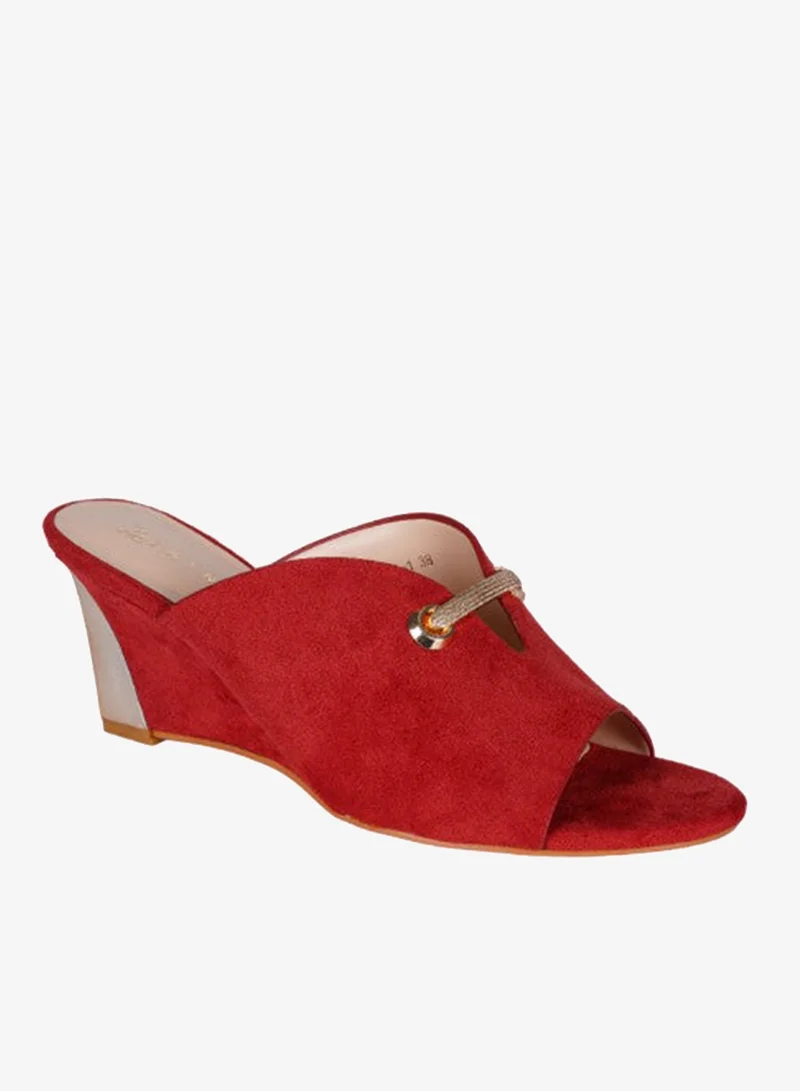 ZAYNA 221-62 Zayna Ladies  Wedge Heel Slip on 2G3008-1 Red