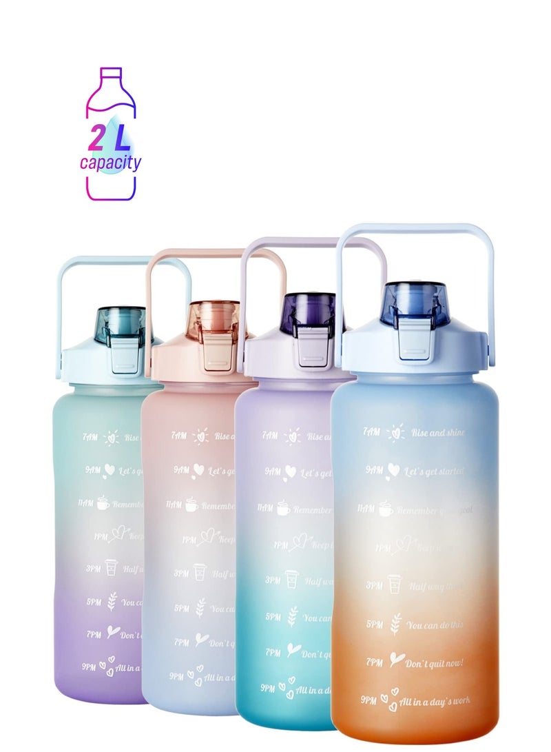 KASTWAVE قارورة مياه تحفيزية، كاست ويف نصف جالون مع علامة زمنية ومقبض وقشة مضادة للتسرب خالية من BPA لجرة مياه لرياضة اللياقة البدنية والرياضات الخارجية (64 أونصة تدرج أزرق برتقالي) - Image 1