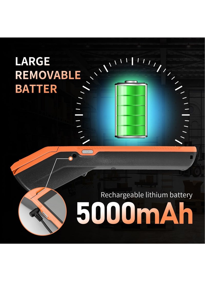 NETUM Handheld PDA Android POS Terminal Receipt Printer Barcode Printer, Data Collector, Portable Barcode Scanner Pos Machine, Handheld Bluetooth USB WiFi BT4.0, Orange(Included Paper Scroll 58 * 35)  - Image 3
