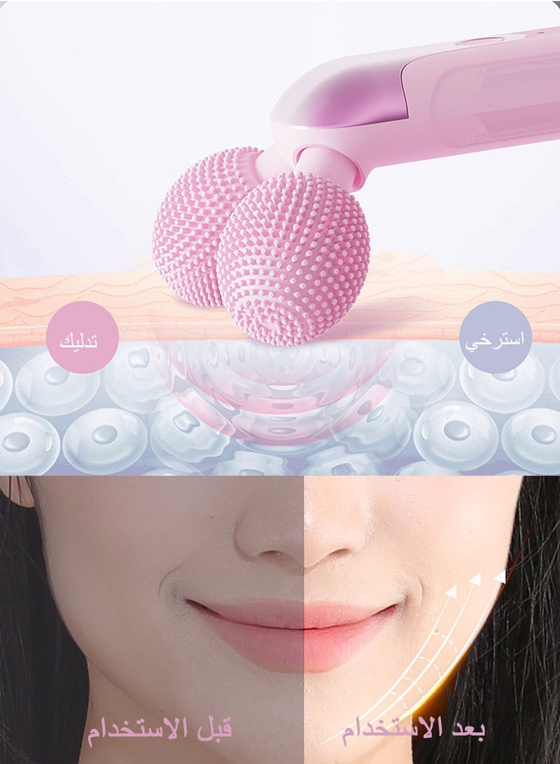 سيارم جهاز تنظيف الوجه ومجموعة بكرات الوجه الكهربائية، 3D V لوجه بكرات تدليك أداة تشكيل الوجه، تنظيف الجلد العميق، تقليل تجاعيد الرقبة والعينين، مدلك المرأة - Image 3