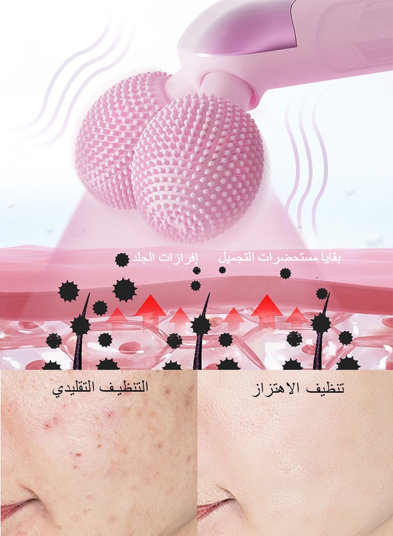 سيارم جهاز تنظيف الوجه ومجموعة بكرات الوجه الكهربائية، 3D V لوجه بكرات تدليك أداة تشكيل الوجه، تنظيف الجلد العميق، تقليل تجاعيد الرقبة والعينين، مدلك المرأة - Image 5