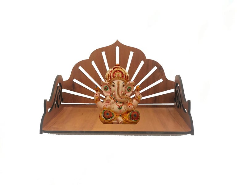 Gift India Touch Wood Art and Craft Wooden Murti Stand for Home Wooden Stand for Temple Hand Crafted Temple_2 - Image 4