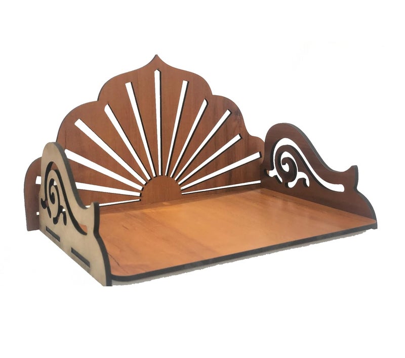 Gift India Touch Wood Art and Craft Wooden Murti Stand for Home Wooden Stand for Temple Hand Crafted Temple_2 - Image 2