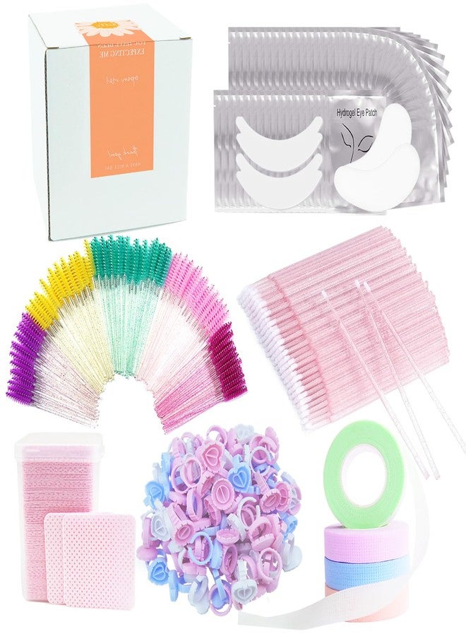 LOIKMIUP 554 PCS Eye Lash Extension Supplies Kit for Lash Tech, 25 Pairs Foam Lash Pads, 25 Pairs Eye Gel Pads, 100 Lash Glue Rings, 100 Eyelash Brushes,100 Micro Applicators, 200 Glue Wipes, 4 Lash Tapes - Image 1
