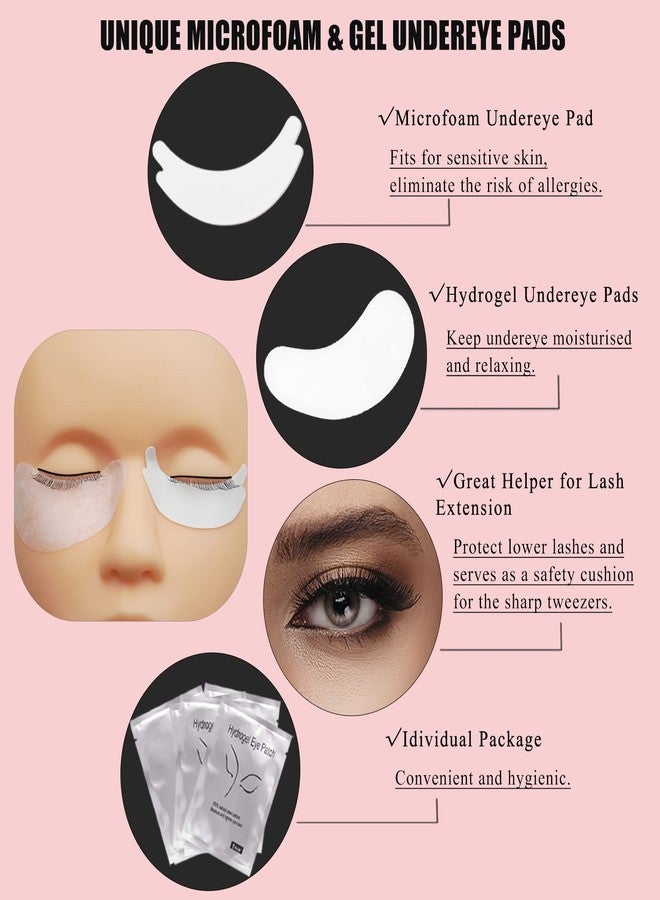 LOIKMIUP 554 PCS Eye Lash Extension Supplies Kit for Lash Tech, 25 Pairs Foam Lash Pads, 25 Pairs Eye Gel Pads, 100 Lash Glue Rings, 100 Eyelash Brushes,100 Micro Applicators, 200 Glue Wipes, 4 Lash Tapes - Image 3