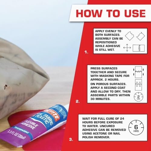 Loctite Vinyl Fabric & Plastic Repair Flexible Adhesive, clear liquid adhesive ideal for repairing vinyl seats, cushions, tarps, and outdoor gear, highly flexible to withstand bending and torsion - Image 3