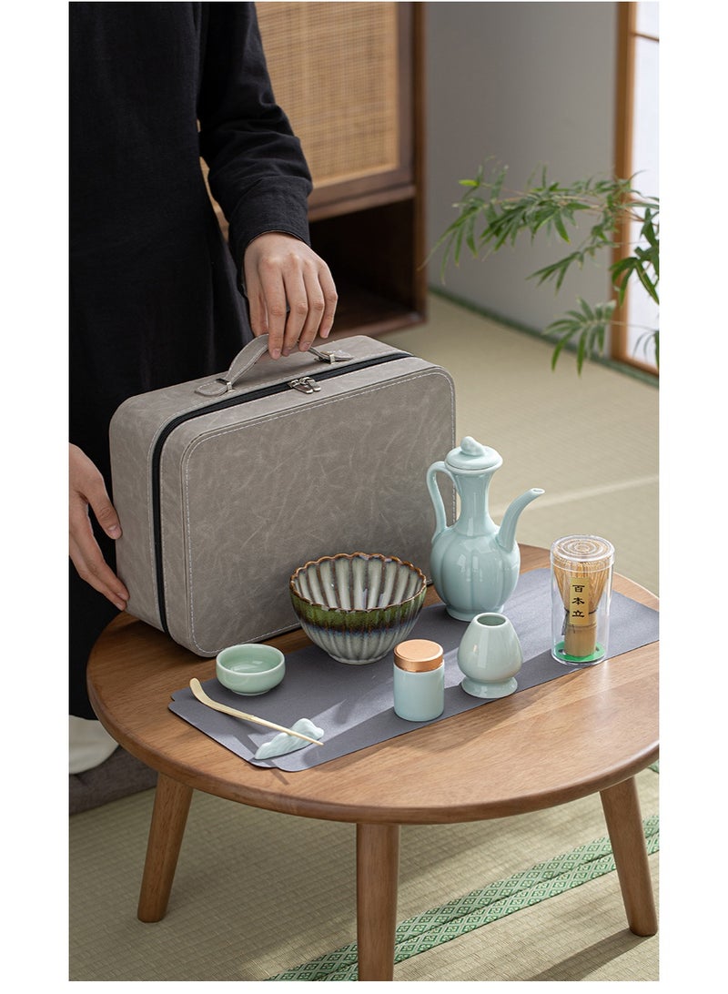 Matcha Set Tea Kit 10-Pcs Set, Ceramic Bowls, Teapot, Whisk & Tea Accessories, Japanese Tea Making Tools, DIY Matcha Kit - Image 1