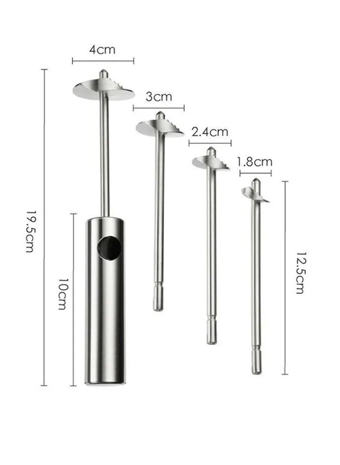 Stainless Steel Vegetable Drill Fruit Corer And Veggie Spiralizer Twister Set Ergonomic Handle With 4 Sizes for Coring and Hollowing out Zucchini, Potatoes, Carrot,Apple - Image 2