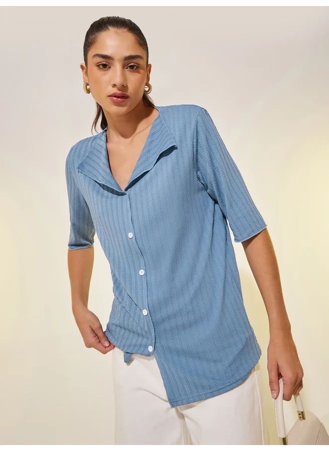 Take Two Take Two Textured Shawl Lapel Regular Fit Shirt