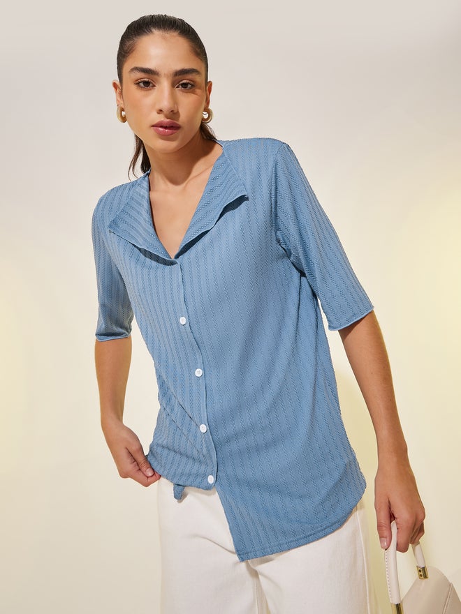 Take Two Textured Shawl Lapel Regular Fit Shirt - Image 1