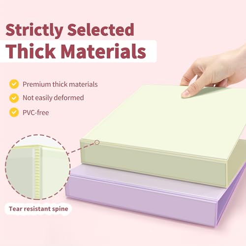 SUNEE 3 Ring Binder 1 Inch D Ring, Clear View Binder Three Ring PVC-Free (Fit 8.5x11 Inches) for School or Office Supplies, Assorted Pastel, 4 Pack - Image 3
