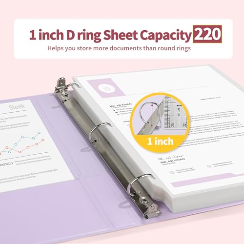 SUNEE 3 Ring Binder 1 Inch D Ring, Clear View Binder Three Ring PVC-Free (Fit 8.5x11 Inches) for School or Office Supplies, Assorted Pastel, 4 Pack - Image 4