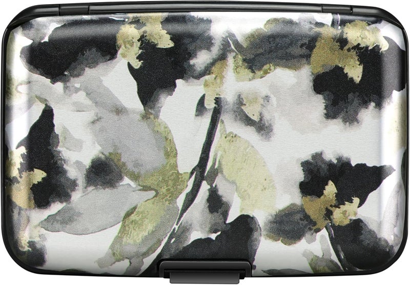 ELFISH Mini RFID Aluminum Wallet Credit Cards Holder Business Card Case Metal ID Case for Men Women(Flowers in Ink Painting) - Image 4