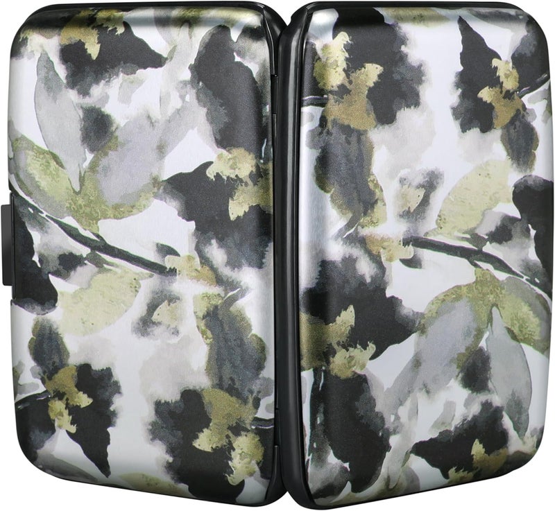 ELFISH Mini RFID Aluminum Wallet Credit Cards Holder Business Card Case Metal ID Case for Men Women(Flowers in Ink Painting) - Image 3