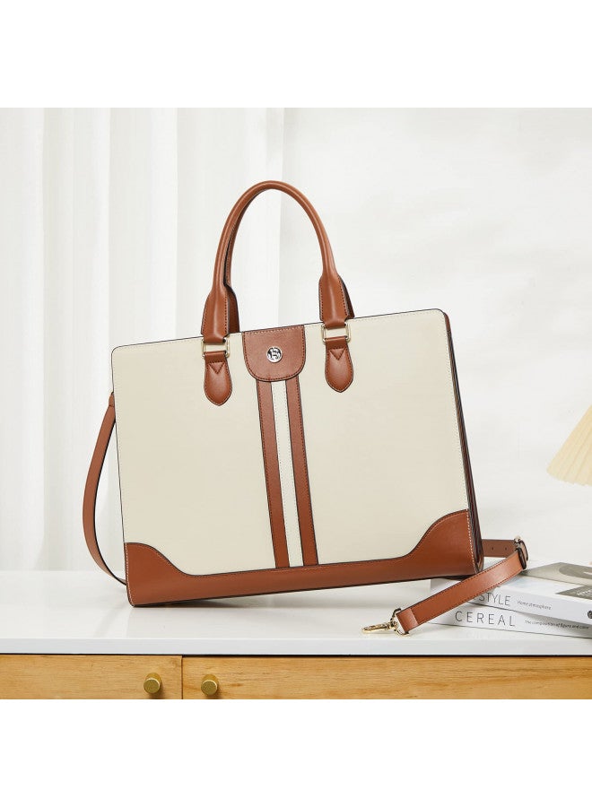 Bostanten BOSTANTEN 15.6 inch Leather Laptop Briefcase for Women Vintage Tote Office Shoulder Handbag Computer Work Purse  - Image 1