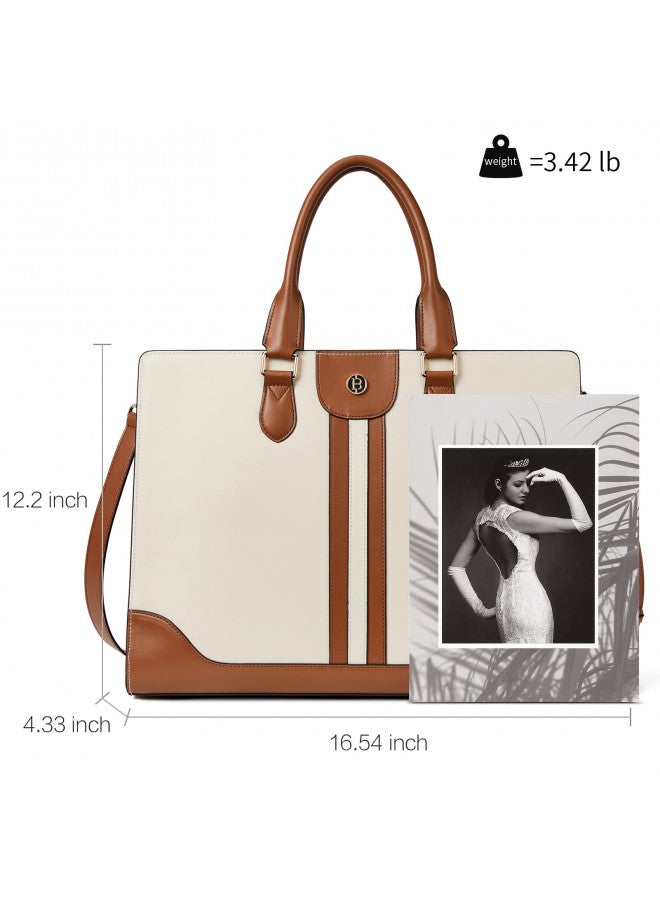 Bostanten BOSTANTEN 15.6 inch Leather Laptop Briefcase for Women Vintage Tote Office Shoulder Handbag Computer Work Purse  - Image 3