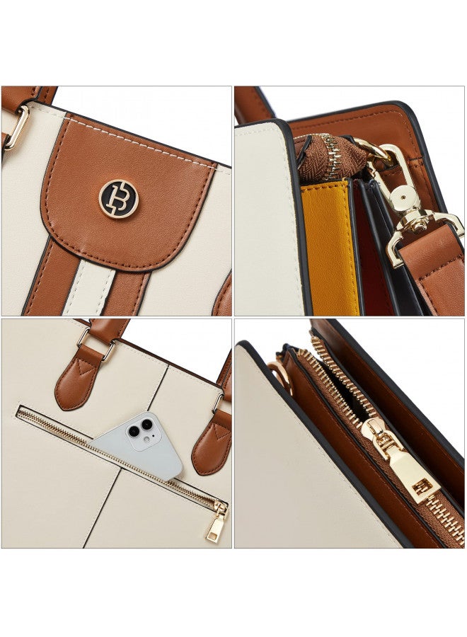 Bostanten BOSTANTEN 15.6 inch Leather Laptop Briefcase for Women Vintage Tote Office Shoulder Handbag Computer Work Purse  - Image 4