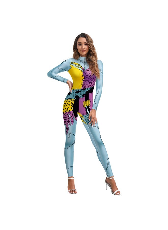 NIBEMINENT Halloween Christmas Horror Night cosplay costume Sally role-playing printed one-piece suit leachy girl - Image 1