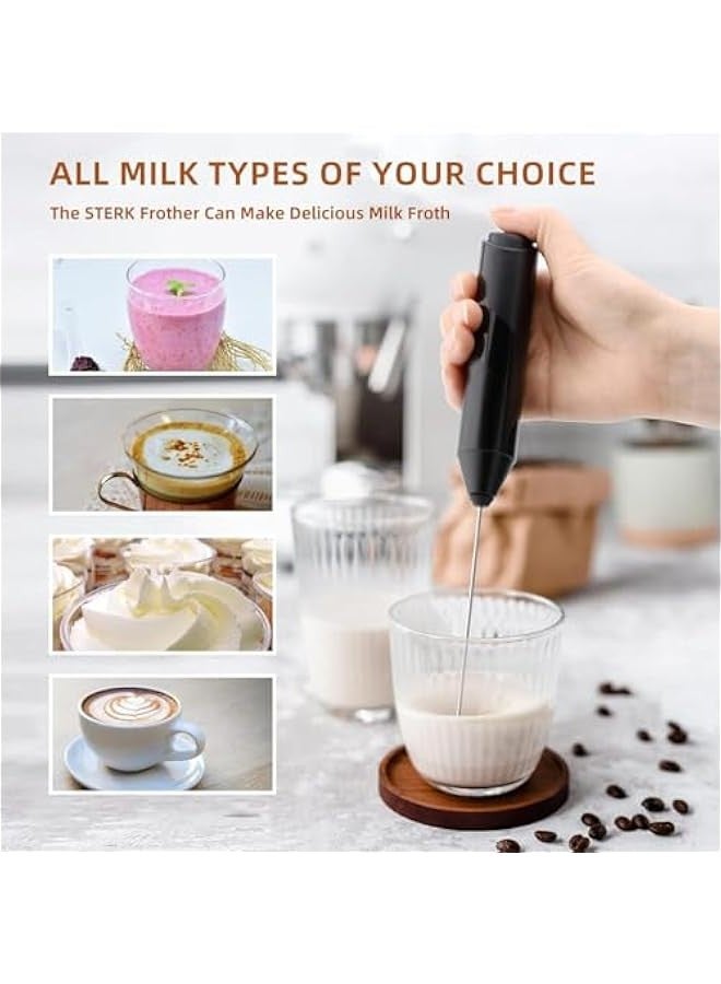 بيوينتي MOMENT Handheld Milk Frother with Stand, Powerful Battery Operated Coffee Frother, Mini Electric Drink Mixer for Whisk, Coffee, Lattes, Cappuccino, Matcha, Hot Chocolate (Black) - Image 2