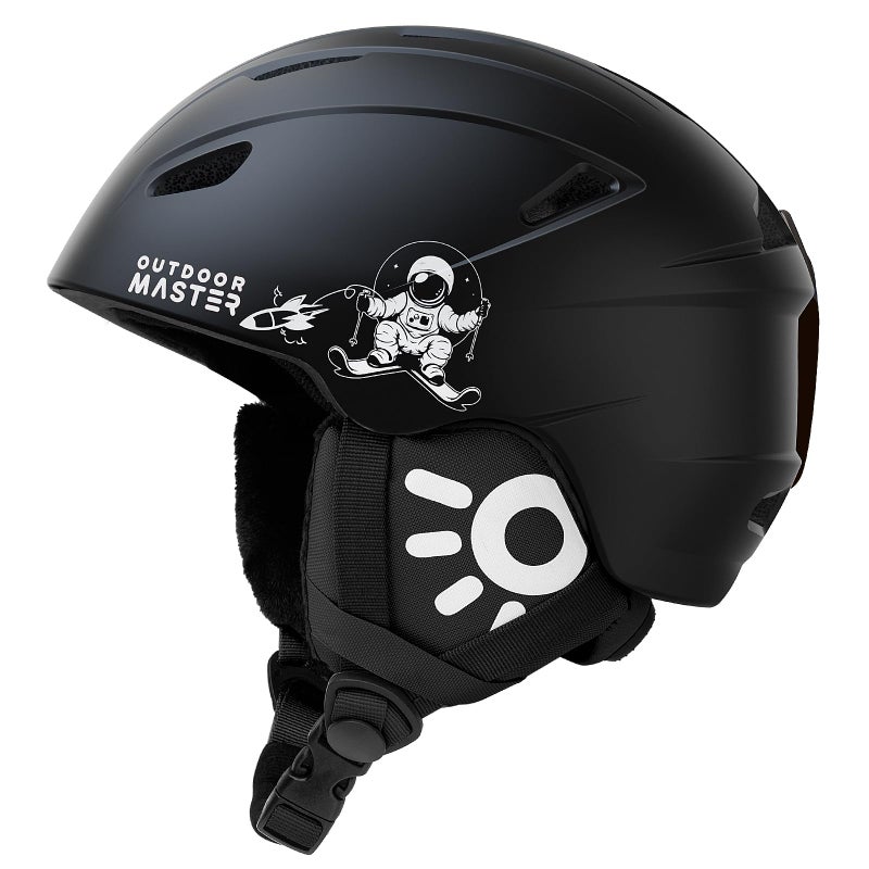 OutdoorMaster Anoa Kids Ski Helmet - Snowboard Helmet for Children - Adjustable Snow Helmet, Certified Snow Sports Helmet for Boys, Girls & Youth - Black, XS - Image 1