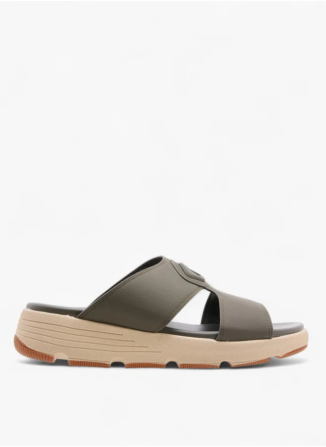 Le Confort Men's Textured Slip-On Cross Strap Sandals