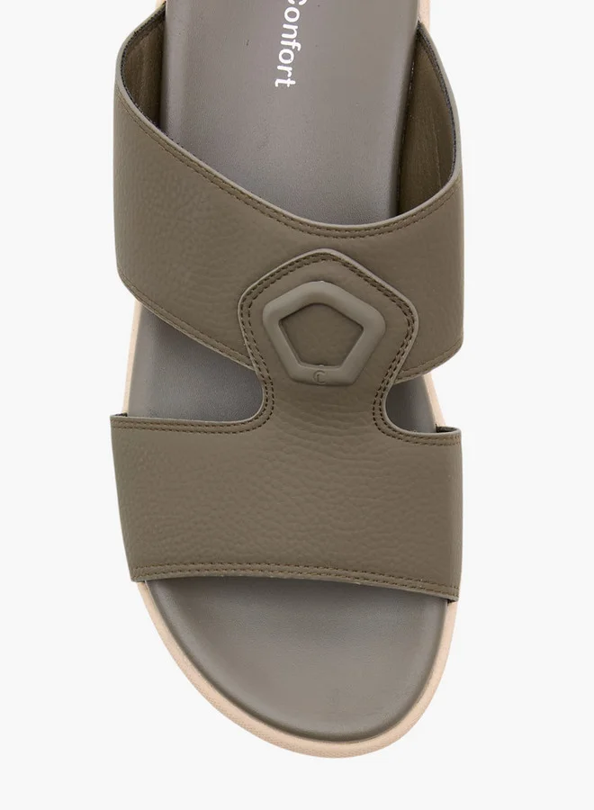 Le Confort Men's Textured Slip-On Cross Strap Sandals