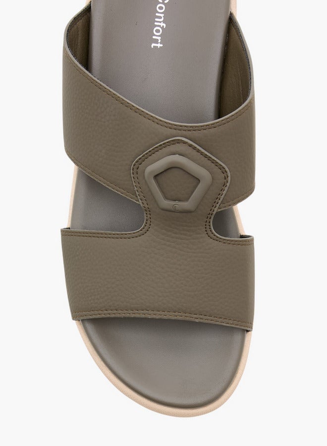 لو كونفورت صنادل رجالي بنقوش جلد بحزام متقاطع سهل الارتداء - Image 3