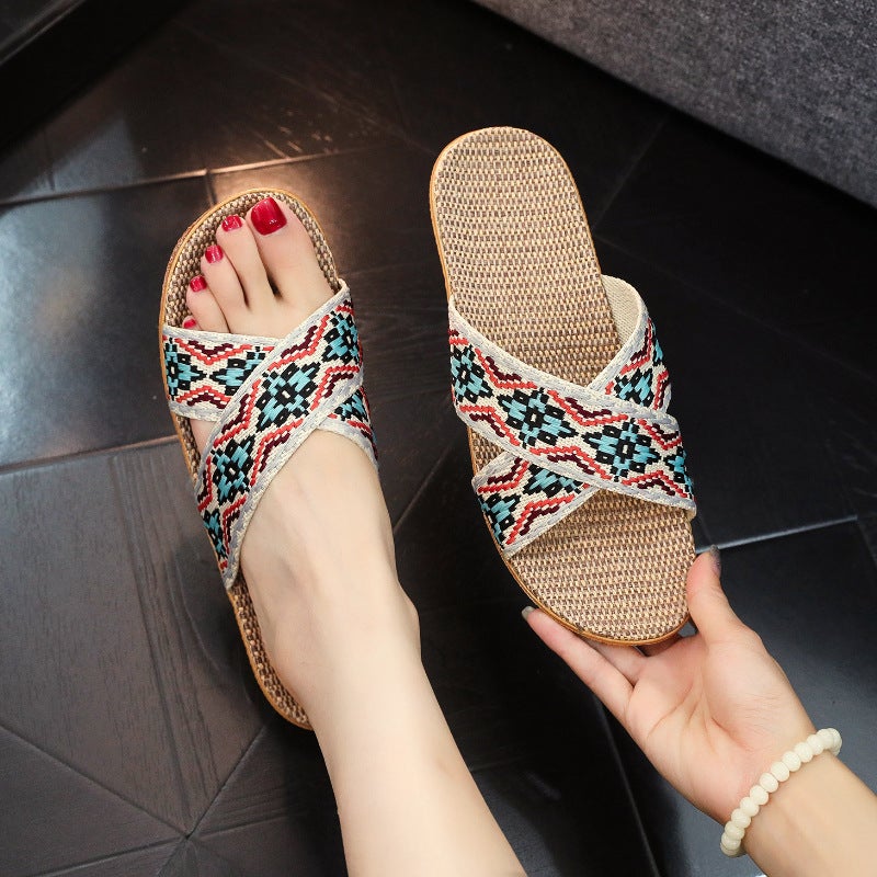 Linen Slippers for Summer, Breathable, Non-Slip, Unisex - Image 1