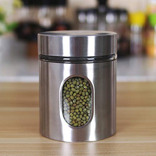 C V Cartvilla Clear Glass Steel Window Jars for Kitchen Storage Food Spices Canister Set 4 350 ML - Image 2