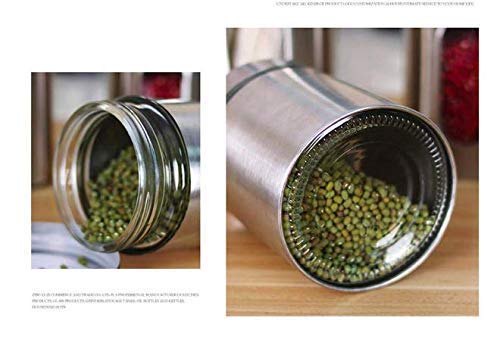 C V Cartvilla Clear Glass Steel Window Jars for Kitchen Storage Food Spices Canister Set 4 350 ML - Image 4
