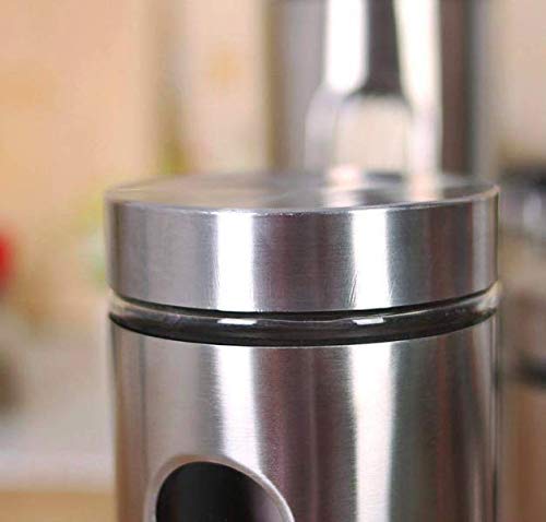 C V Cartvilla Clear Glass Steel Window Jars for Kitchen Storage Food Spices Canister Set 4 350 ML - Image 5