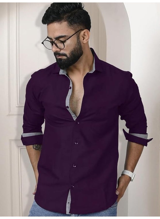 Pinkmint store Mens Long Sleeve Button Down Shirt for Men Collared Casual Formal Soild Shirt L - Image 2