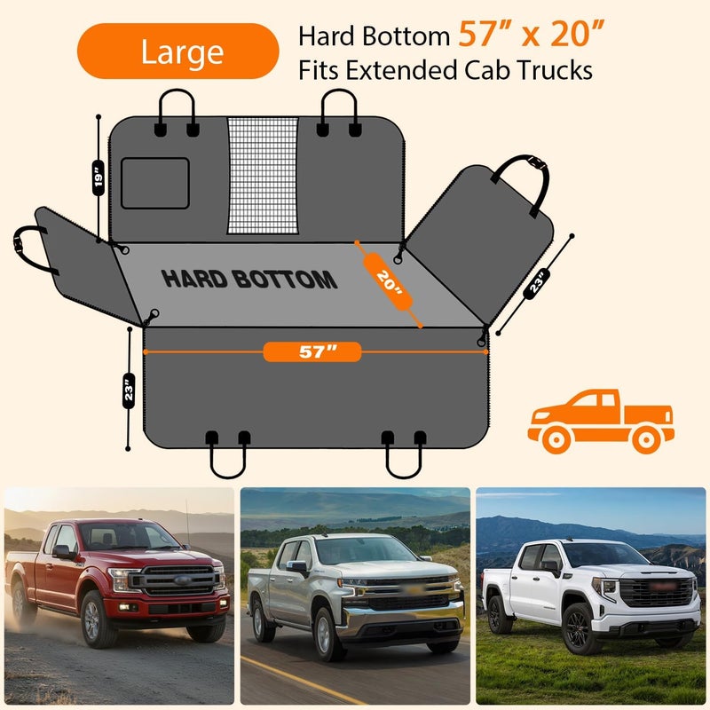 URPOWER Multiple design variants Large Dog Backseat Extender for Extended Cab Trucks - Hard Bottom PU Leather Dog Car Seat Cover for Back Seat, Waterproof Dog Hammock Pet Rear Seat Protector Holds 400lbs for F150 SuperCab Reliable durability - Image 5
