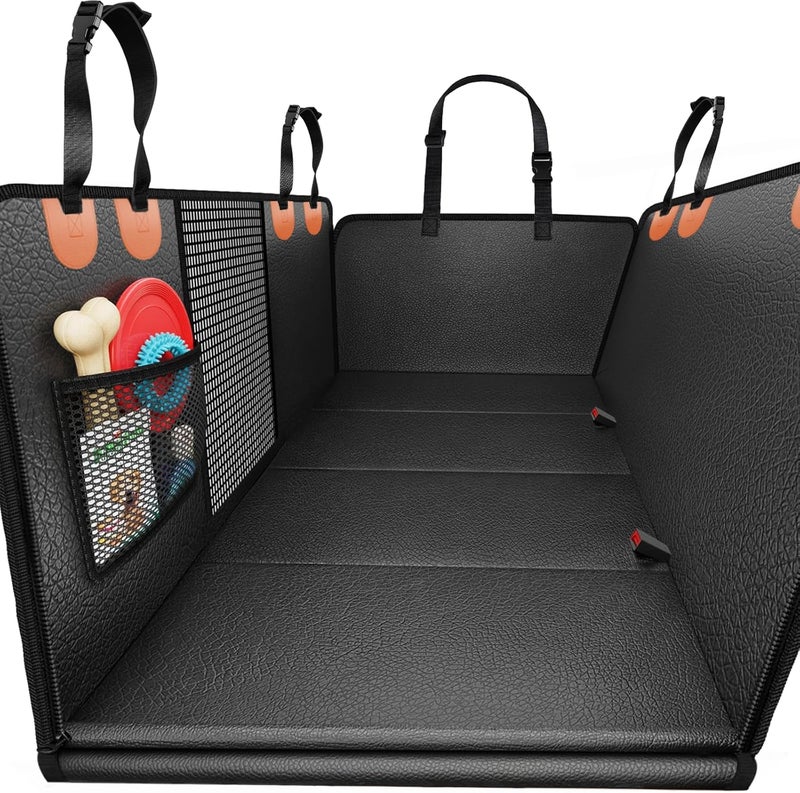 URPOWER Multiple design variants Large Dog Backseat Extender for Extended Cab Trucks - Hard Bottom PU Leather Dog Car Seat Cover for Back Seat, Waterproof Dog Hammock Pet Rear Seat Protector Holds 400lbs for F150 SuperCab Reliable durability - Image 1