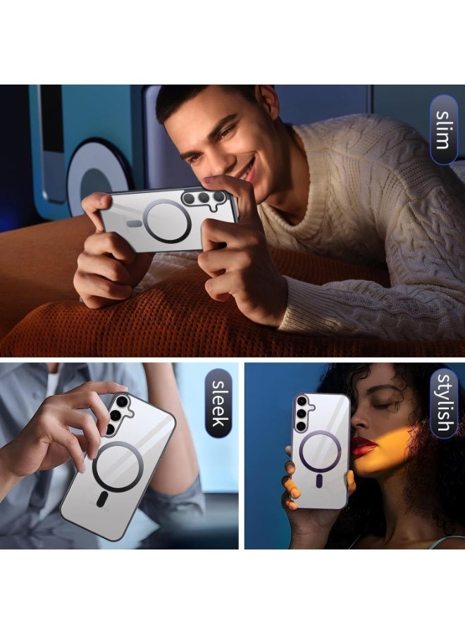 Magnetic Case for Samsung Galaxy S23 Case [Compatible with MagSafe] Grade], Transparent Back Slim Bumper Cover Phone Case Samsung S23. - Image 4