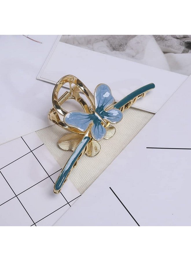 Ash & Roh Butterfly Hair Claw Clips for Women Non-Slip Strong Metal Butterfly Sparkly Hold Hair Jaw Clips Cute Hair Claws Big Butterfly Cute Hair Clips Headwear Gifts. (WINTER BLUE) - Image 4