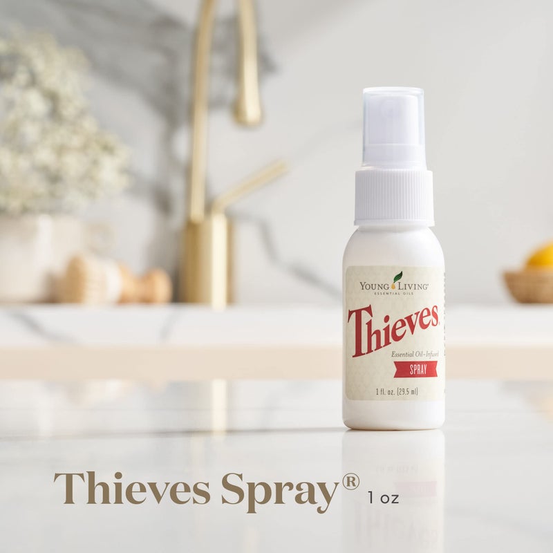 Young Living Thieves Spray | 1 oz | Portable Cleaner Spray, Formulated with Water & Alcohol, Ideal for Travel Essentials & Home; Fits in Backpack, Luggage, or Purse | 2 Pack - Image 2