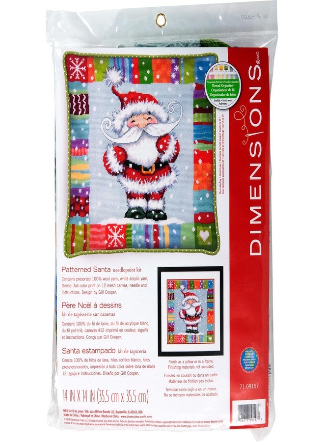 Dimensions Needlepoint Kit, Patterned Santa Claus Christmas Needlepoint, 14'' x 14'' - Image 1