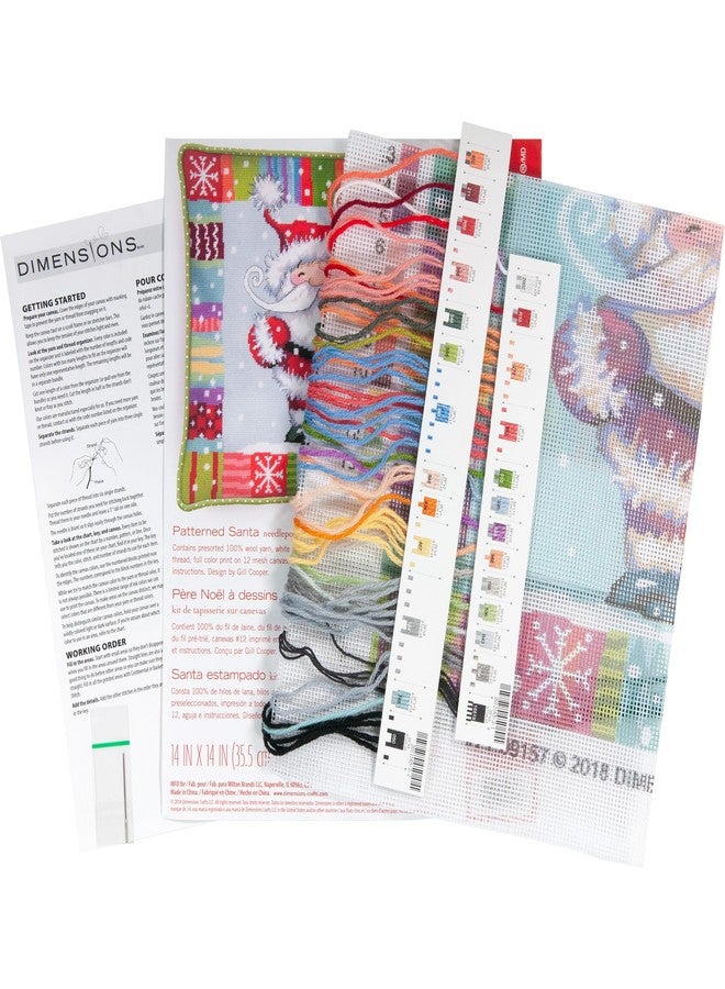 Dimensions Needlepoint Kit, Patterned Santa Claus Christmas Needlepoint, 14'' x 14'' - Image 3