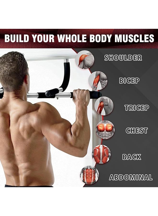 X spring Pull Up Bar for Doorway Max Capacity 440 lbs Chin Up Bar Portable Upper Body Fitness Workout Bar Door Workout Bar with Foam Grips Indoor Pullup Bars Fitness Trainer for Home - Image 4