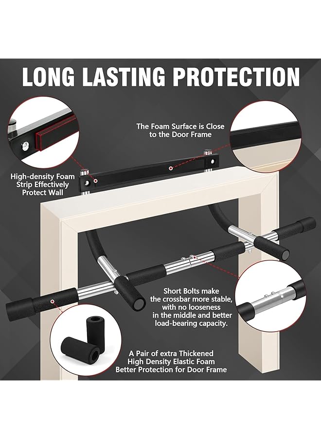 X spring Pull Up Bar for Doorway Max Capacity 440 lbs Chin Up Bar Portable Upper Body Fitness Workout Bar Door Workout Bar with Foam Grips Indoor Pullup Bars Fitness Trainer for Home - Image 2