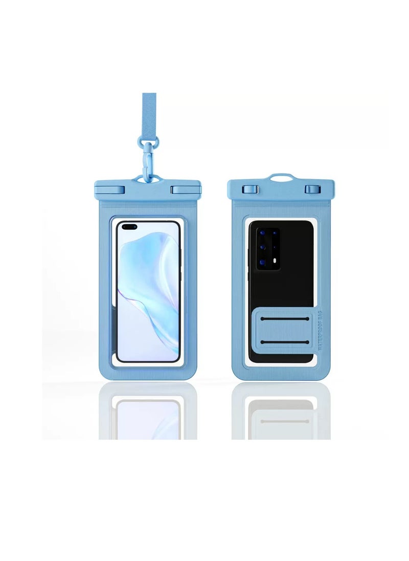 CityRiya-Long 2Pcs Waterproof Phone Pouch Set,Touch-Sensitive Underwater Dry Bag, IPX8 Certified Universal Phone Protector for Phones up to 7.2'' - Perfect for Swimming, Diving, Beach, Hot Spring, Water Park, Cruise, Snorkeling, Boating, Rafting & Water Sports Adventures(ZP21,Blue)  - Image 1