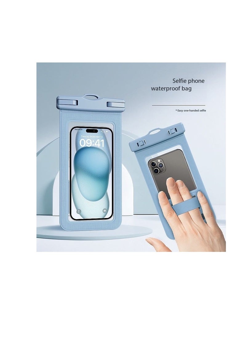 CityRiya-Long 2Pcs Waterproof Phone Pouch Set,Touch-Sensitive Underwater Dry Bag, IPX8 Certified Universal Phone Protector for Phones up to 7.2'' - Perfect for Swimming, Diving, Beach, Hot Spring, Water Park, Cruise, Snorkeling, Boating, Rafting & Water Sports Adventures(ZP21,Blue)  - Image 3