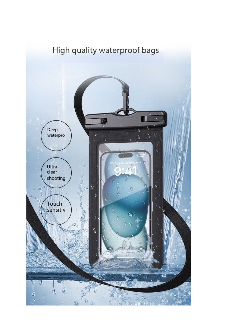 CityRiya-Long 2Pcs Waterproof Phone Pouch Set,Touch-Sensitive Underwater Dry Bag, IPX8 Certified Universal Phone Protector for Phones up to 7.2'' - Perfect for Swimming, Diving, Beach, Hot Spring, Water Park, Cruise, Snorkeling, Boating, Rafting & Water Sports Adventures(ZP21,Blue)  - Image 5